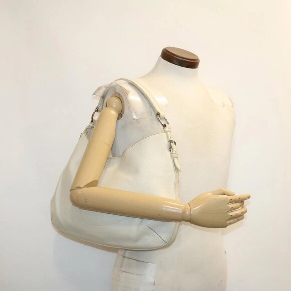 PRADA Shoulder Bag Leather White Auth - Picture 1 of 15